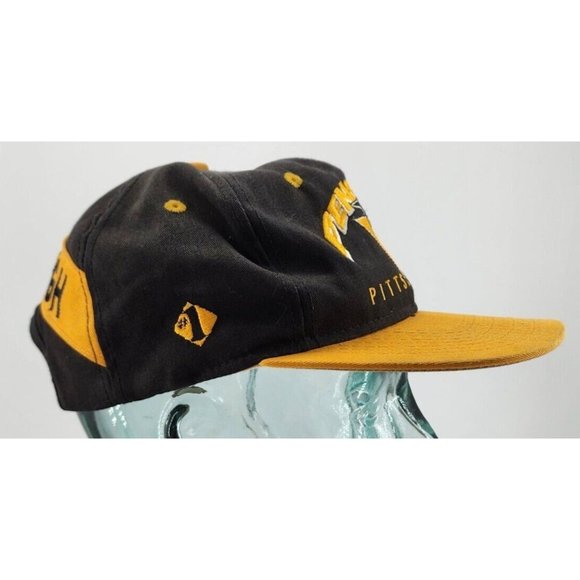 Vintage 90s Pittsburgh Penguins #1 Apparel Snapback Hat Big Spell Out NHL USA - Picture 6 of 12